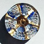 1 22mm Sapphire & Light Sapphire Glass Flower Button with Gold and Raised Dots